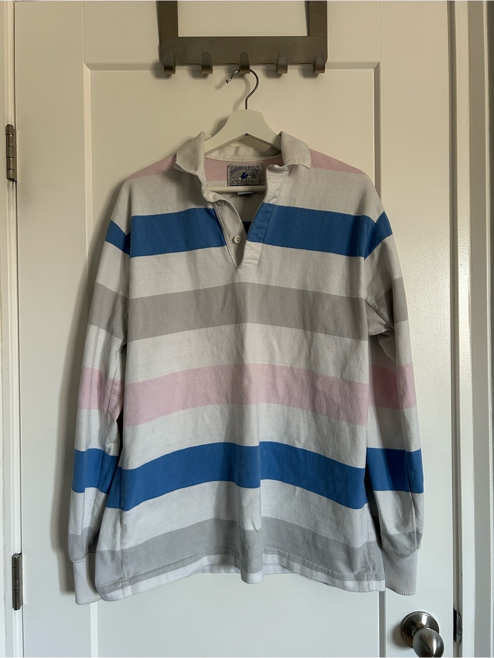 Lands' End Striped Multi-Colour Rugby Polo